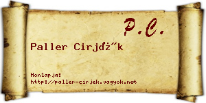 Paller Cirjék névjegykártya